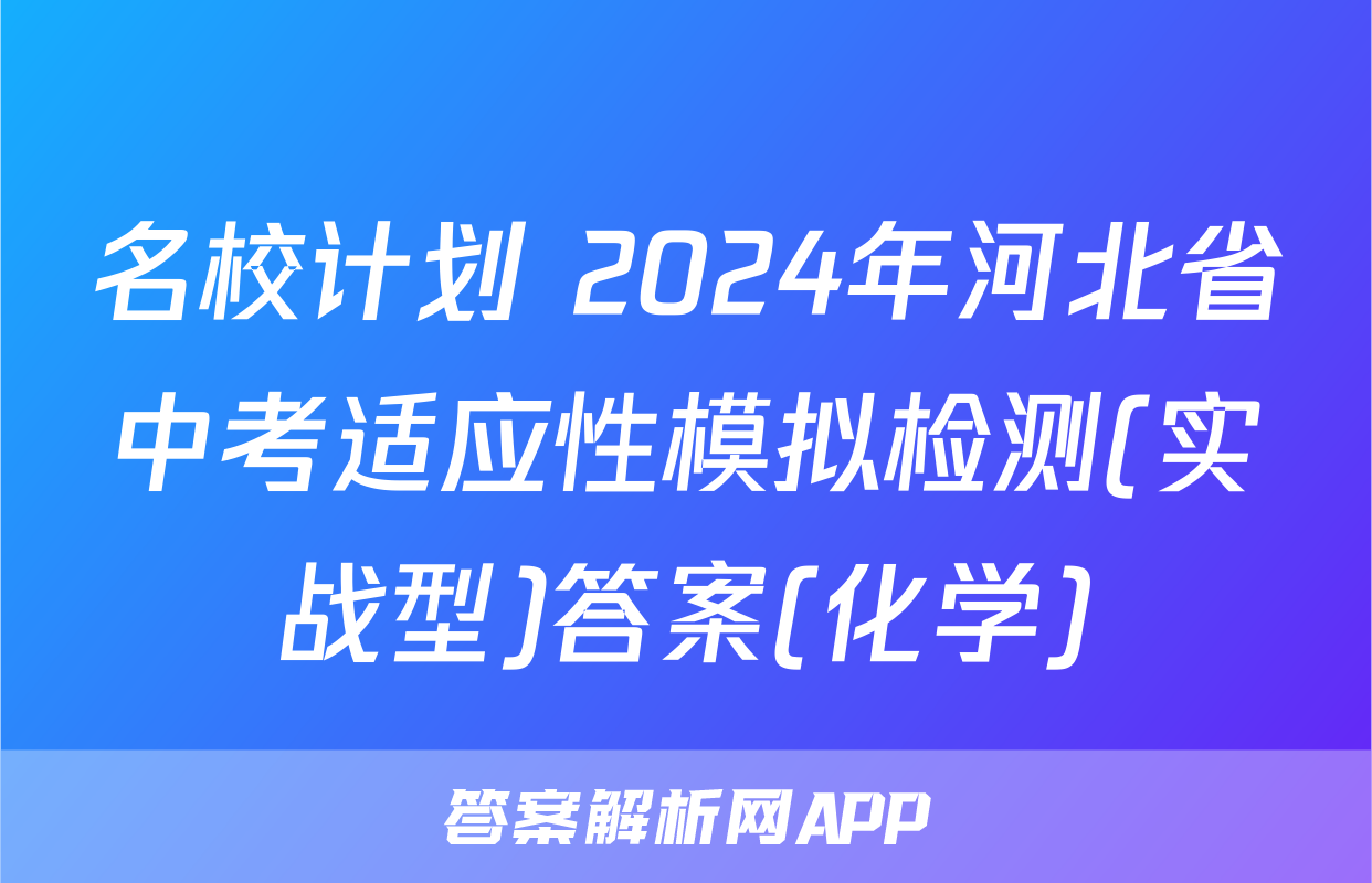 名校计划 2024年河北省中考适应性模拟检测(实战型)答案(化学)