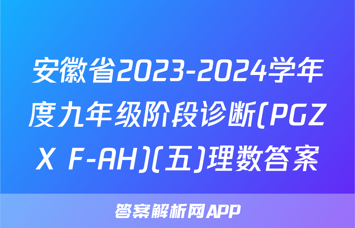 安徽省2023-2024学年度九年级阶段诊断(PGZX F-AH)(五)理数答案