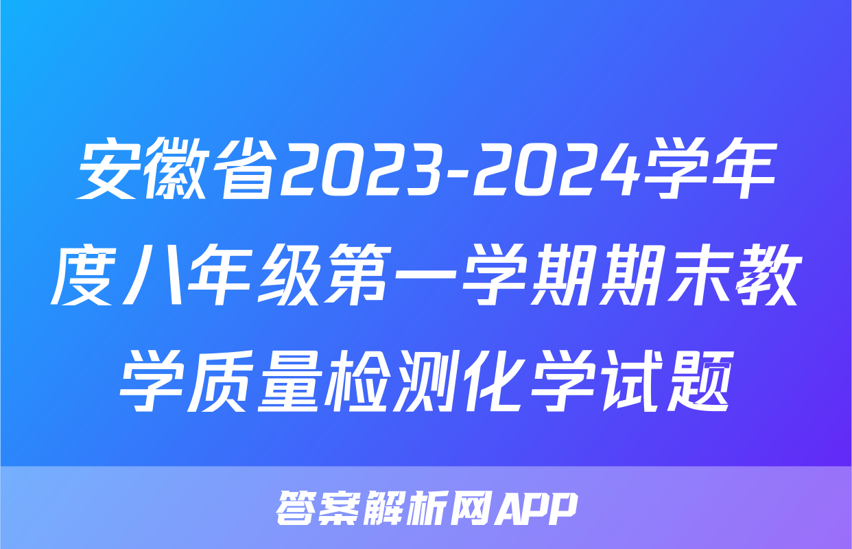 安徽省2023-2024学年度八年级第一学期期末教学质量检测化学试题