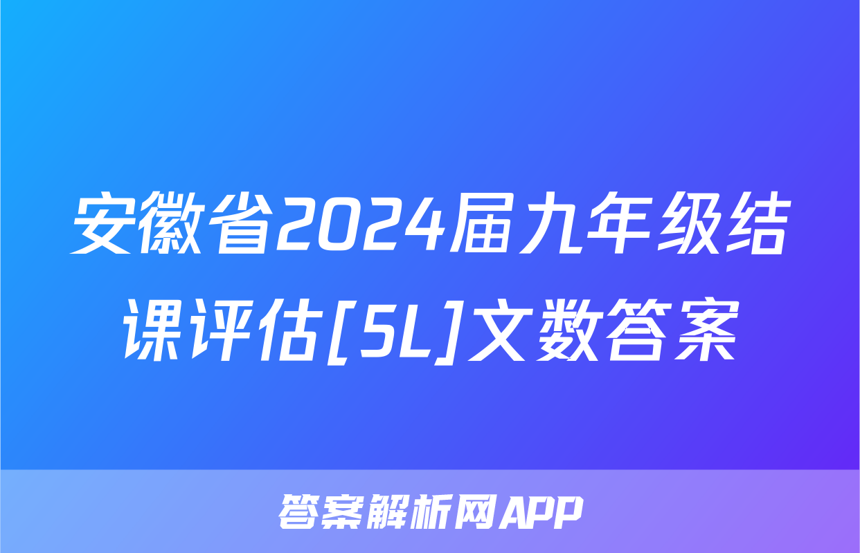 安徽省2024届九年级结课评估[5L]文数答案
