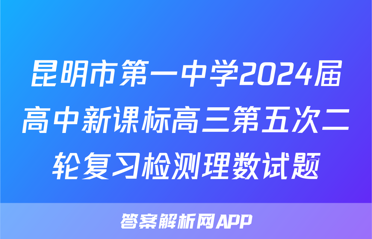 昆明市第一中学2024届高中新课标高三第五次二轮复习检测理数试题
