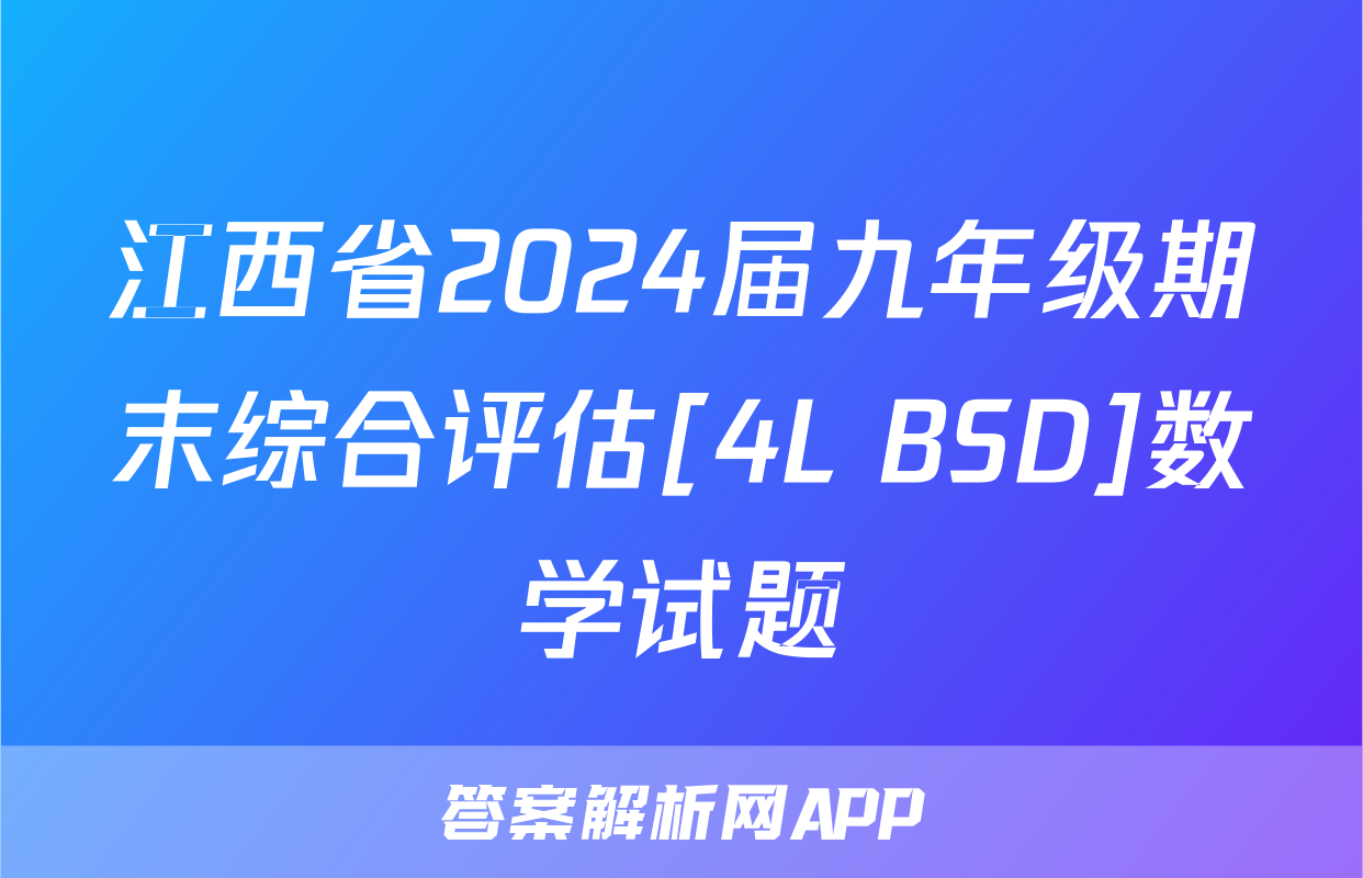 江西省2024届九年级期末综合评估[4L BSD]数学试题