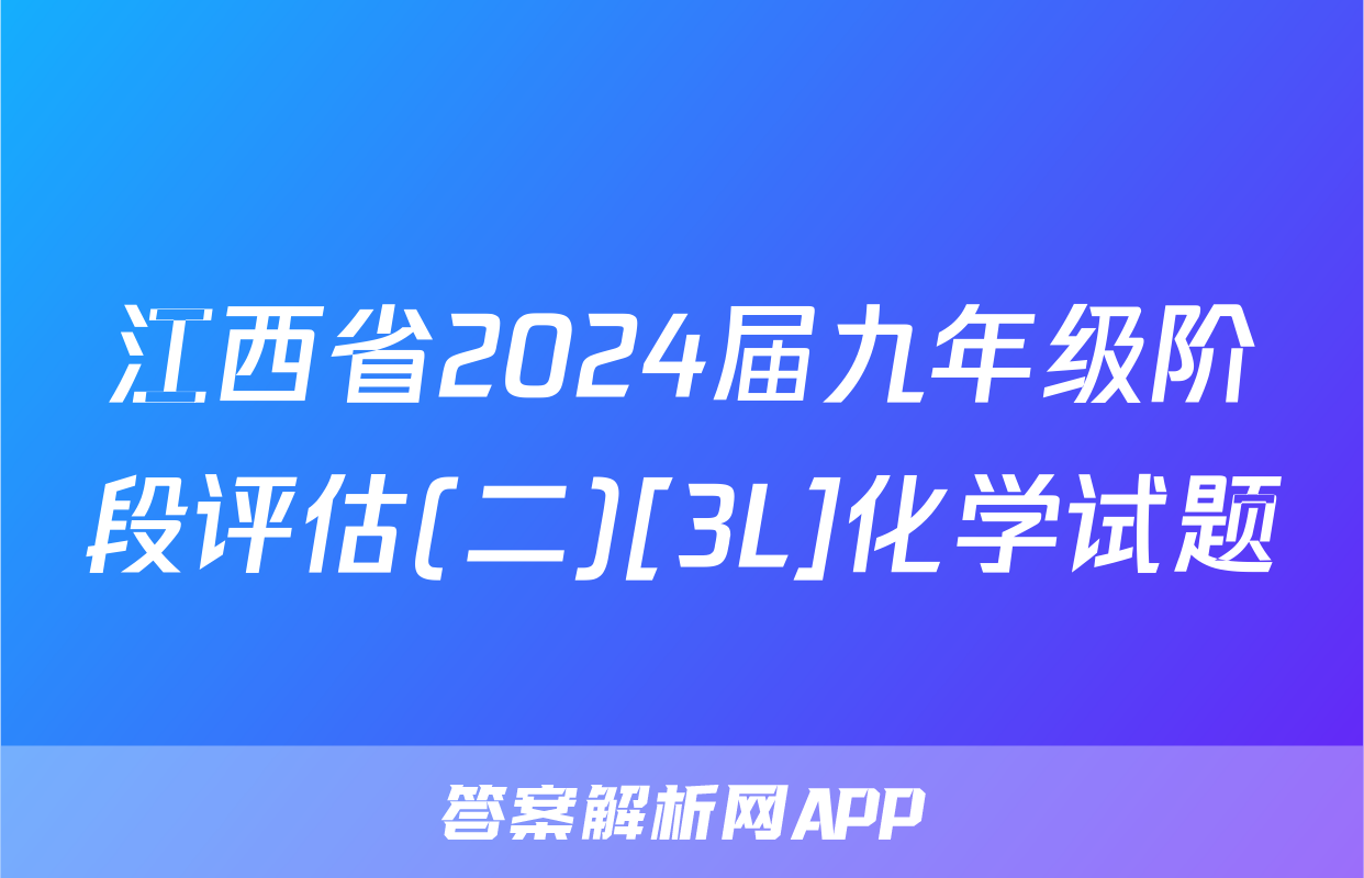 江西省2024届九年级阶段评估(二)[3L]化学试题