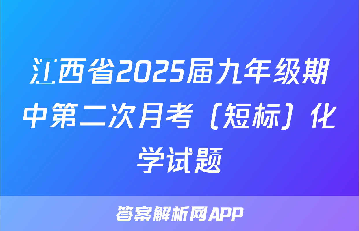 江西省2025届九年级期中第二次月考（短标）化学试题