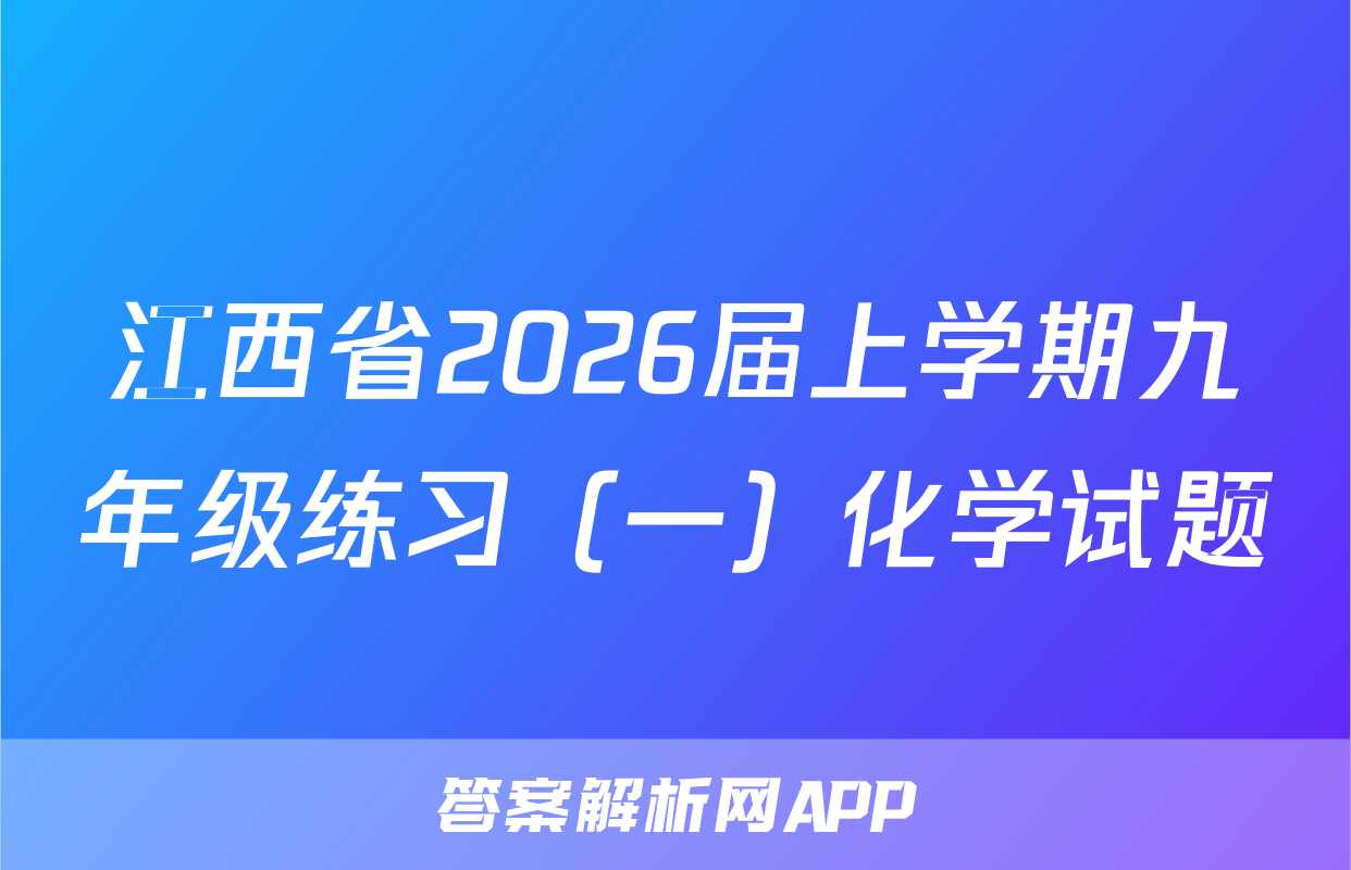 江西省2026届上学期九年级练习（一）化学试题