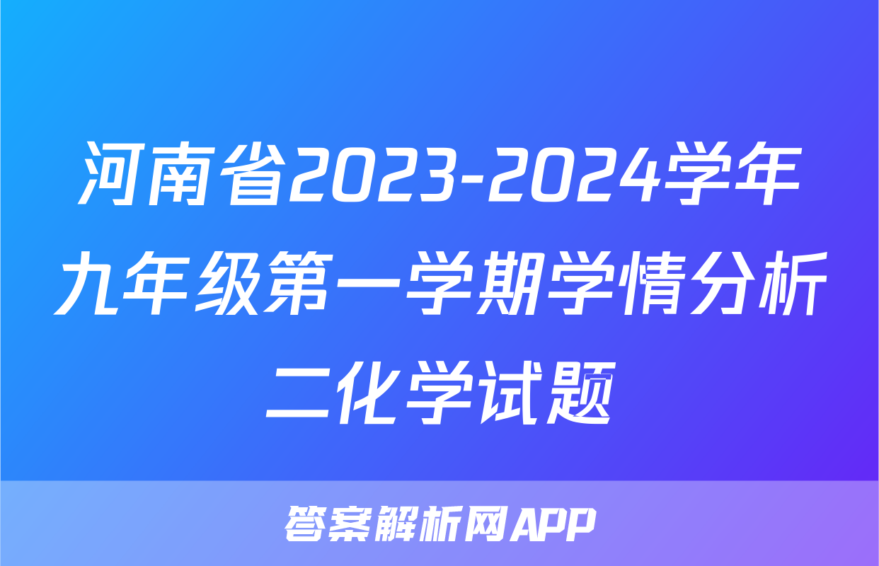 河南省2023-2024学年九年级第一学期学情分析二化学试题