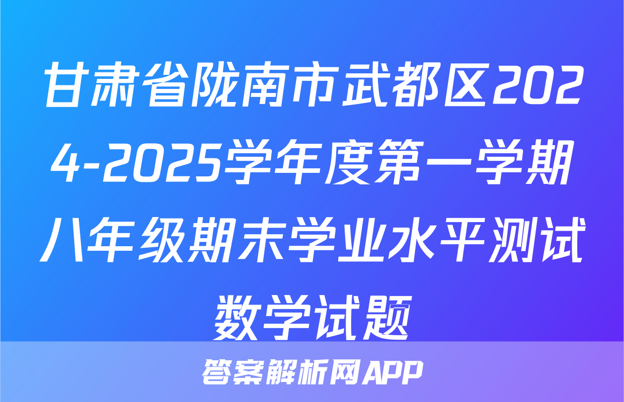 甘肃省陇南市武都区2024-2025学年度第一学期八年级期末学业水平测试数学试题