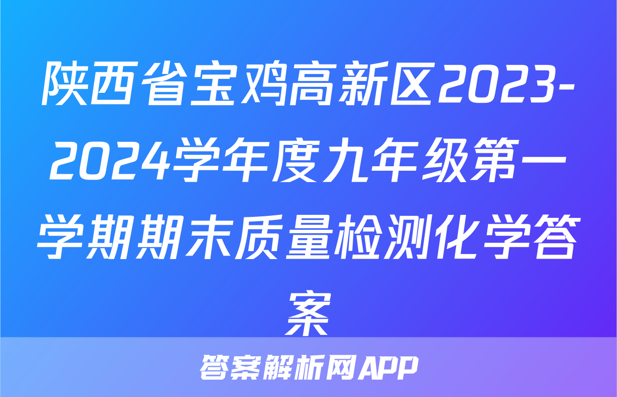 陕西省宝鸡高新区2023-2024学年度九年级第一学期期末质量检测化学答案