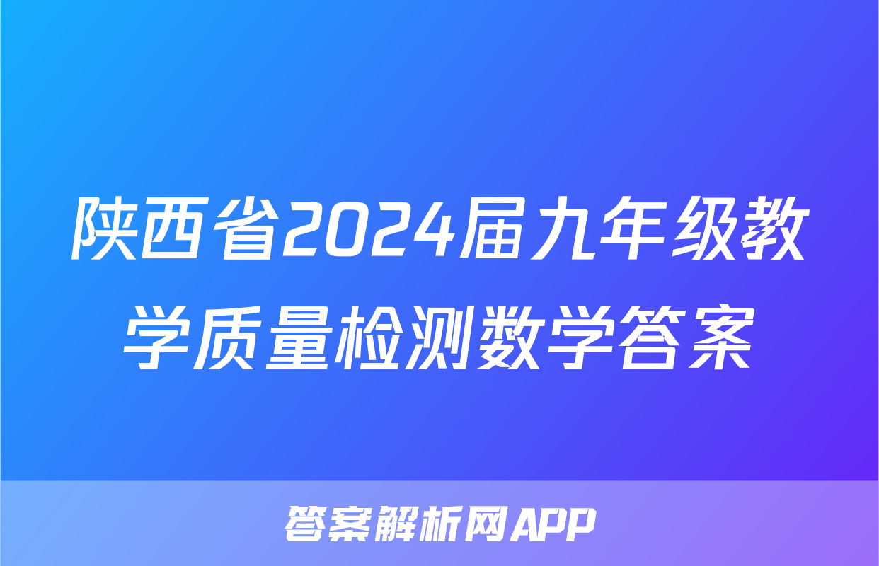 陕西省2024届九年级教学质量检测数学答案