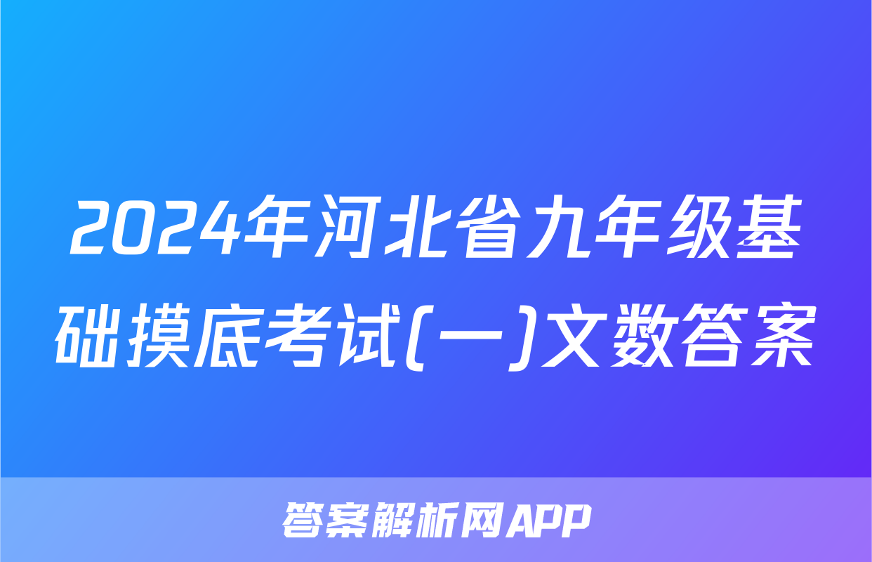 2024年河北省九年级基础摸底考试(一)文数答案