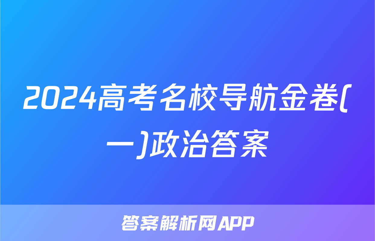 2024高考名校导航金卷(一)政治答案