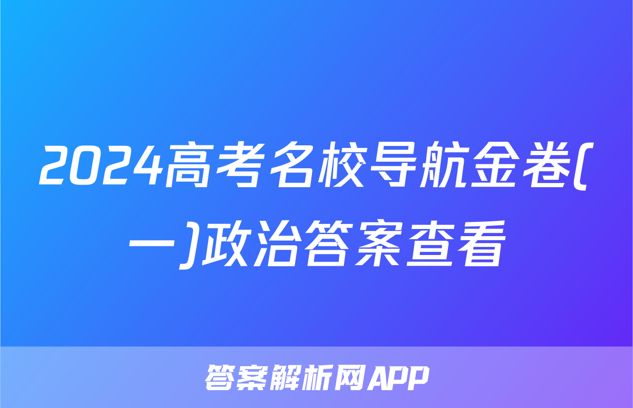 2024高考名校导航金卷(一)政治答案查看