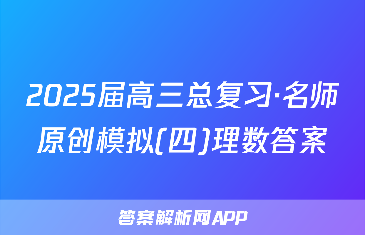 2025届高三总复习·名师原创模拟(四)理数答案