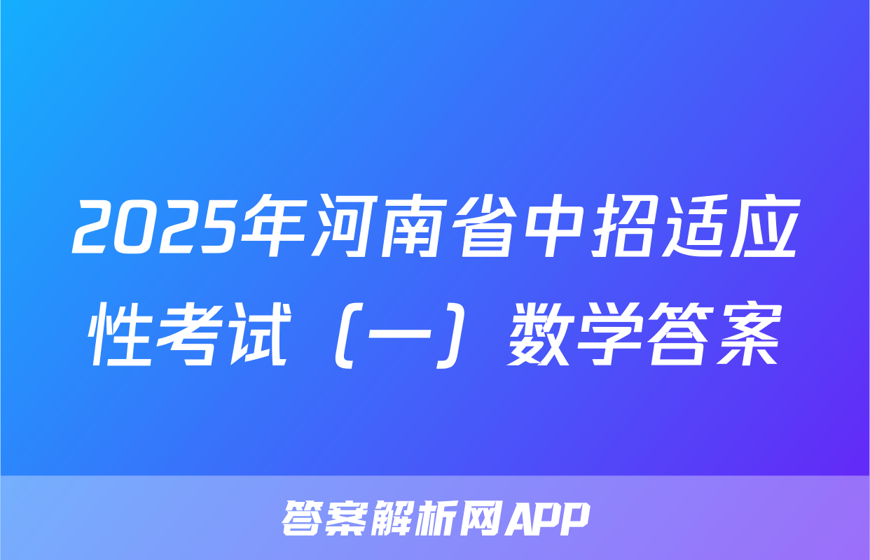 2025年河南省中招适应性考试（一）数学答案